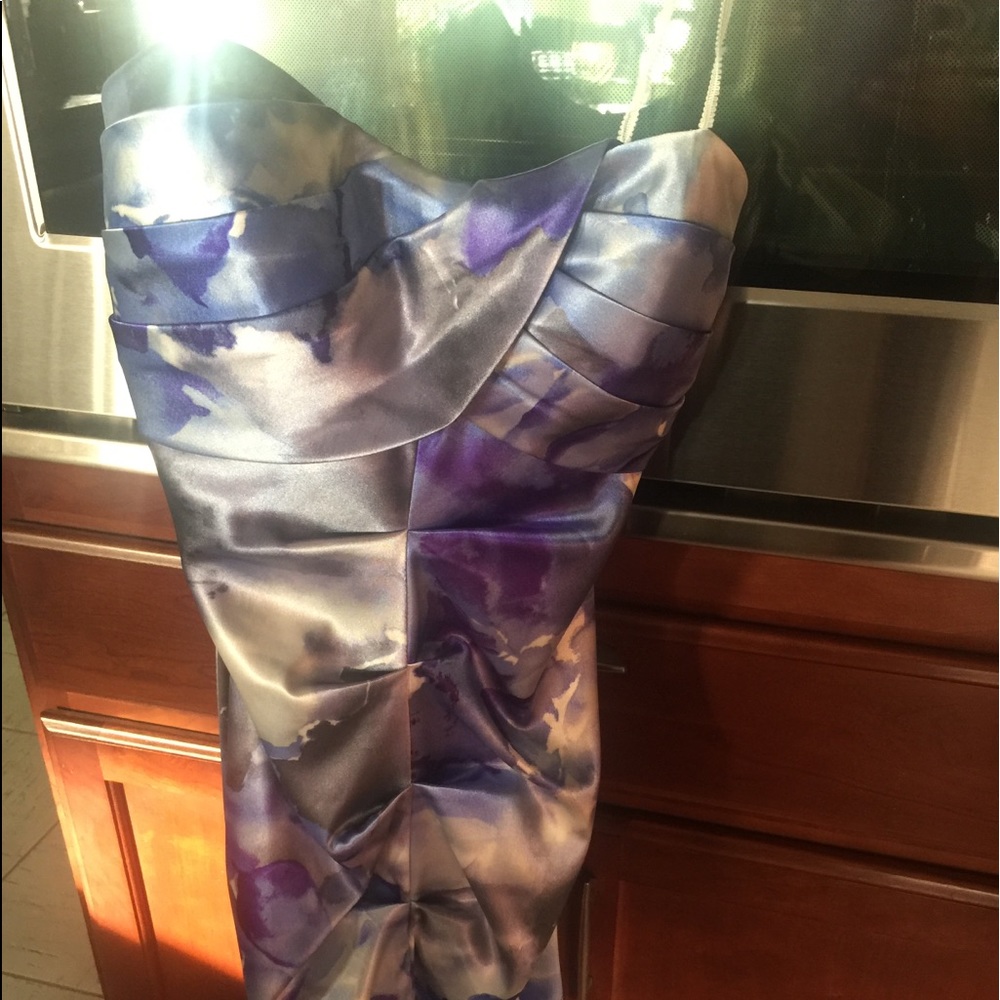 Purple strapless dress
